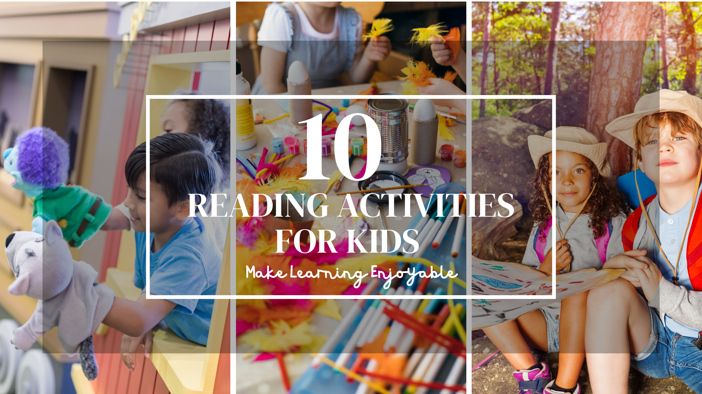 3 picture of different types of reading activity to make kids learning more fun.